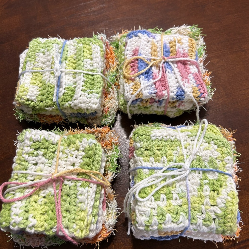 New Colorful Crochet Dishcloth Set of 3